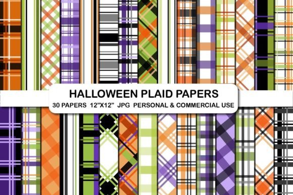 Download Halloween Plaids Digital Papers Pack - Premium Bundle