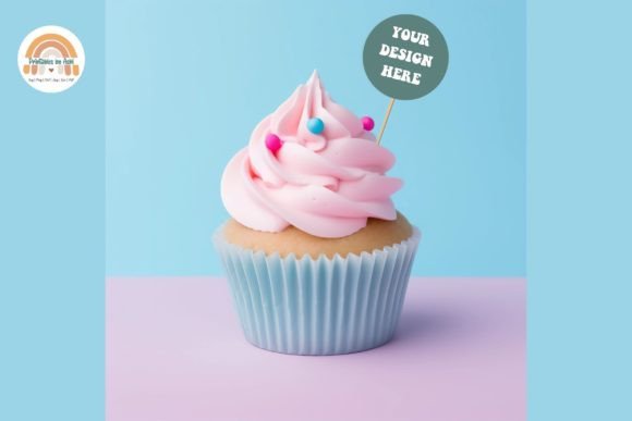 Download Blue and Pink Cupcake Topper Mockup - Blue Collection