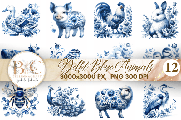 Download Delft Blue Animals Clipart Set - Blue Collection